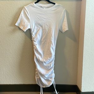 XS Good American White Side Scrunch Body-con Tshirt dress w/ties